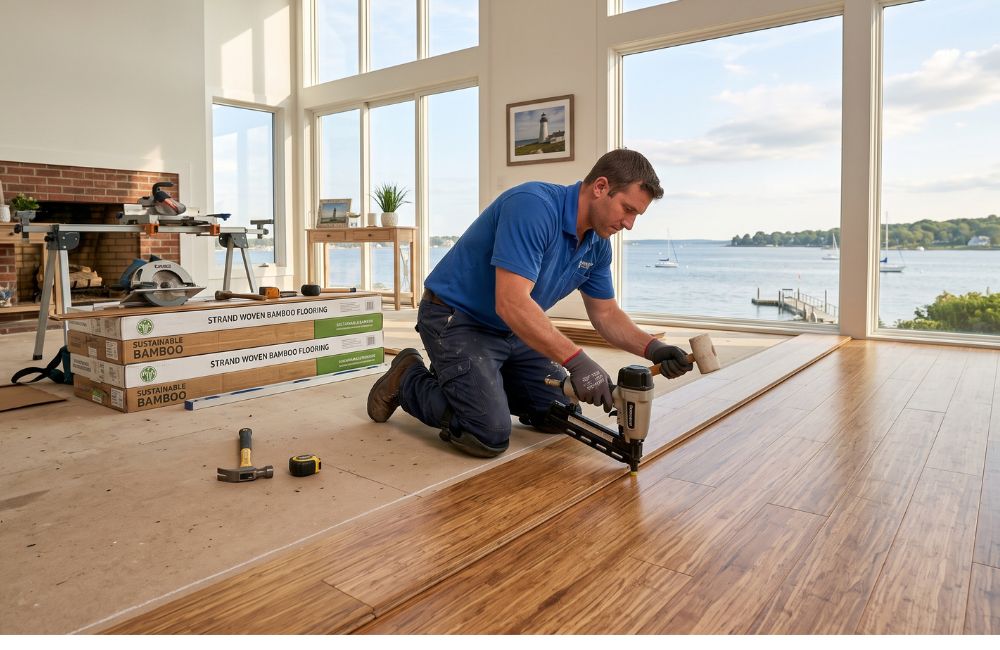 bamboo flooring Connecticut strand woven installation image